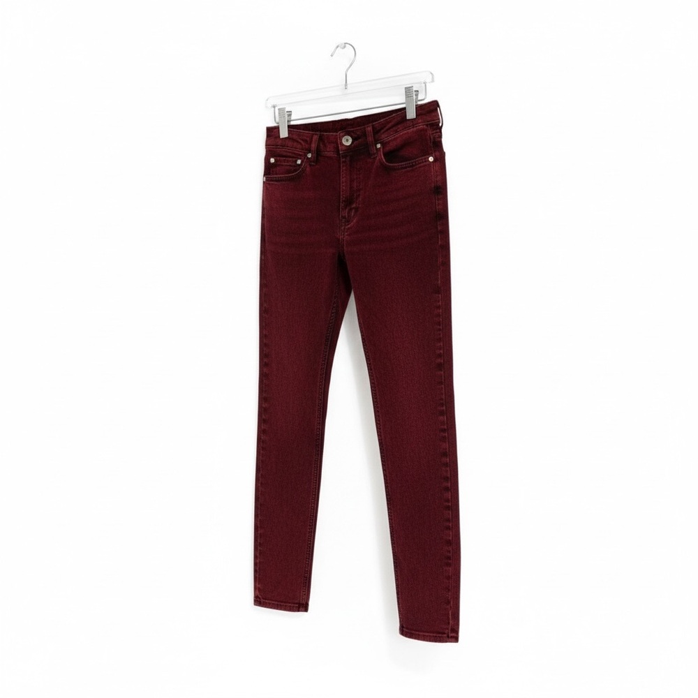 TOPSHOP JAIME- high waist Red Acid Wash Skinny jeans - Picture 13 of 13